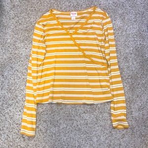 Women’s long sleeve V-neck yellow striped by Massimo